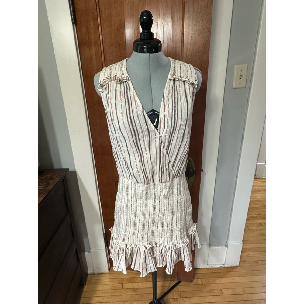 Veronica Beard Sleeveless Striped Ruffle Hem Dress‎ Size Small EUC